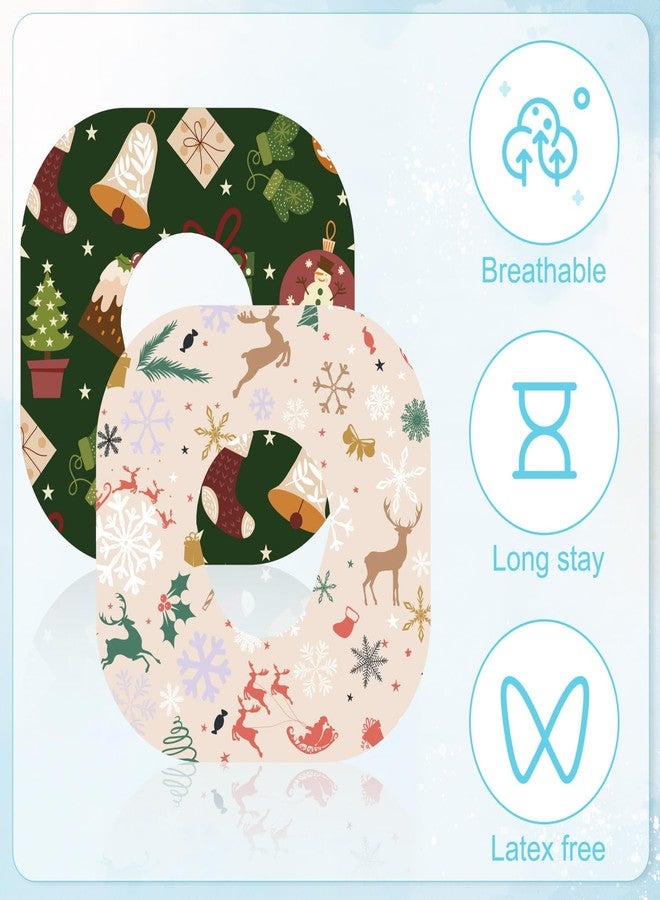 XIHIRCD ١٠ قطع من اللصقات اللاصقة لجهاز Dexcom G7، أغطية مستشعر مراقبة الجلوكوز المستمر قابلة للتنفس بتصميم شجرة عيد الميلاد، ملصقات مقاومة للماء لمستشعر Dexcom - Image 3